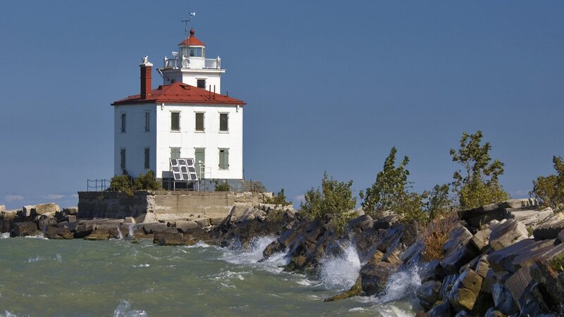 lighthouse on rocky shore