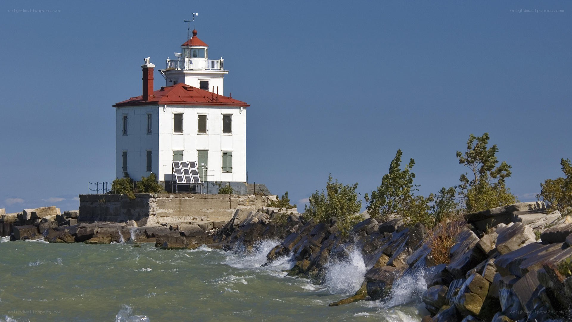 lighthouse on rocky shore