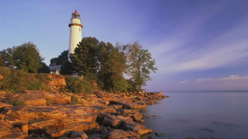 lighthouse on rocky shore