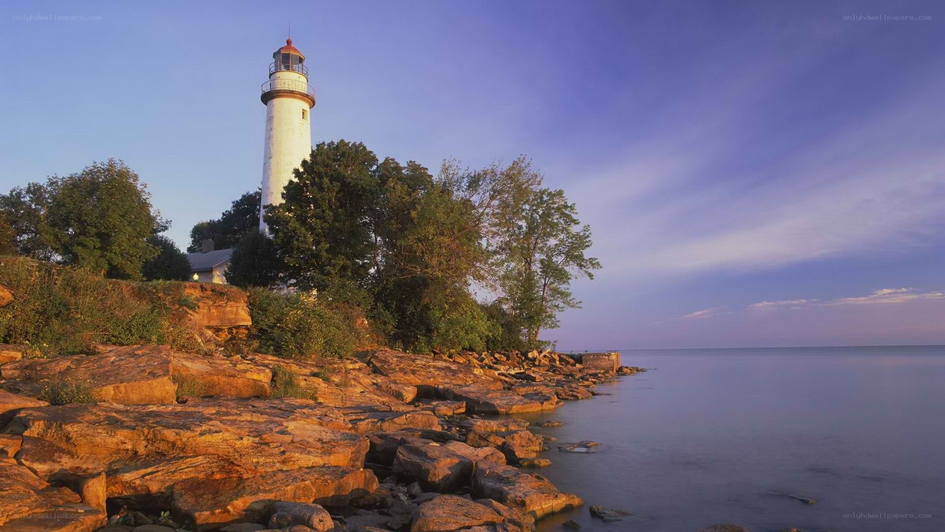 lighthouse on rocky shore