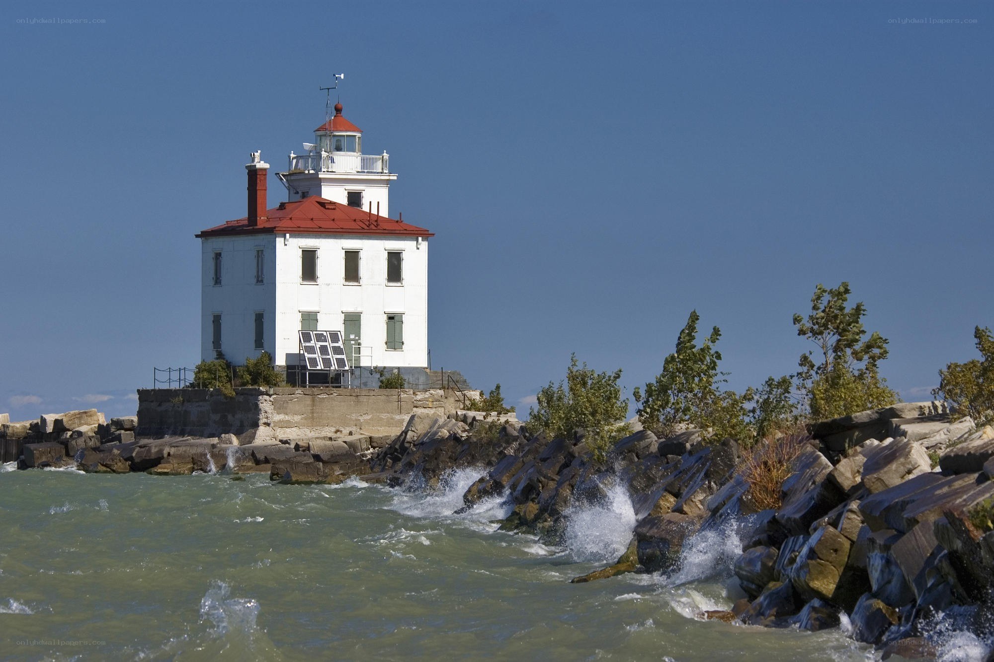 lighthouse on rocky shore
