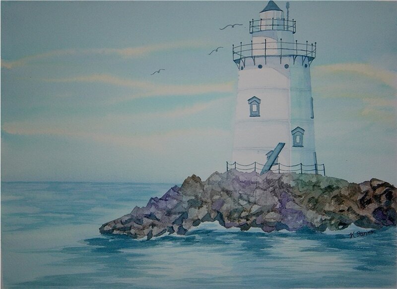 Lighthouse on rocky shore