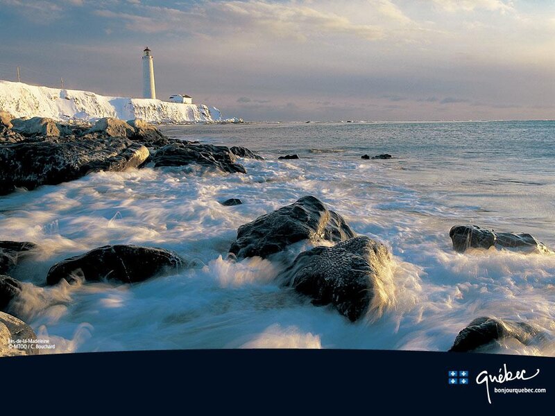 Lighthouse on Rocky Shore — Blue, Dramatic, Winter, Photograph