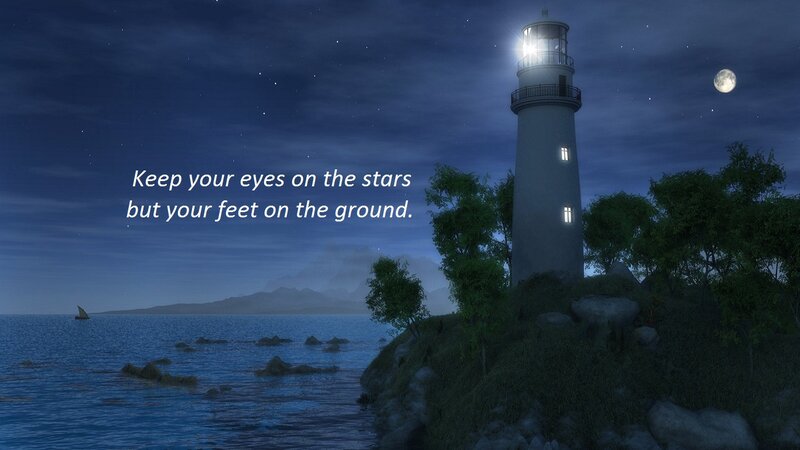 Lighthouse on Rocky Shore — Blue, Serene, Night, 3d Render