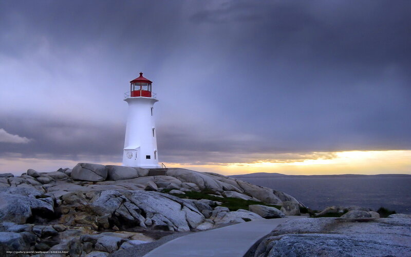 Lighthouse on Rocky Shore — Gray, Dramatic, Sunset, Photograph, Rocks, Ocean