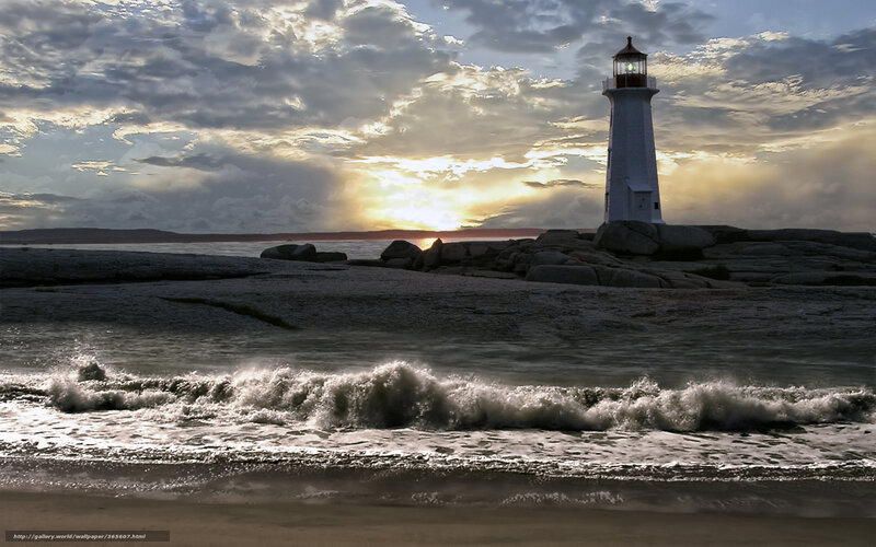 Lighthouse on Rocky Shore — White, Dramatic, Sunset, Photograph, Ocean, Waves