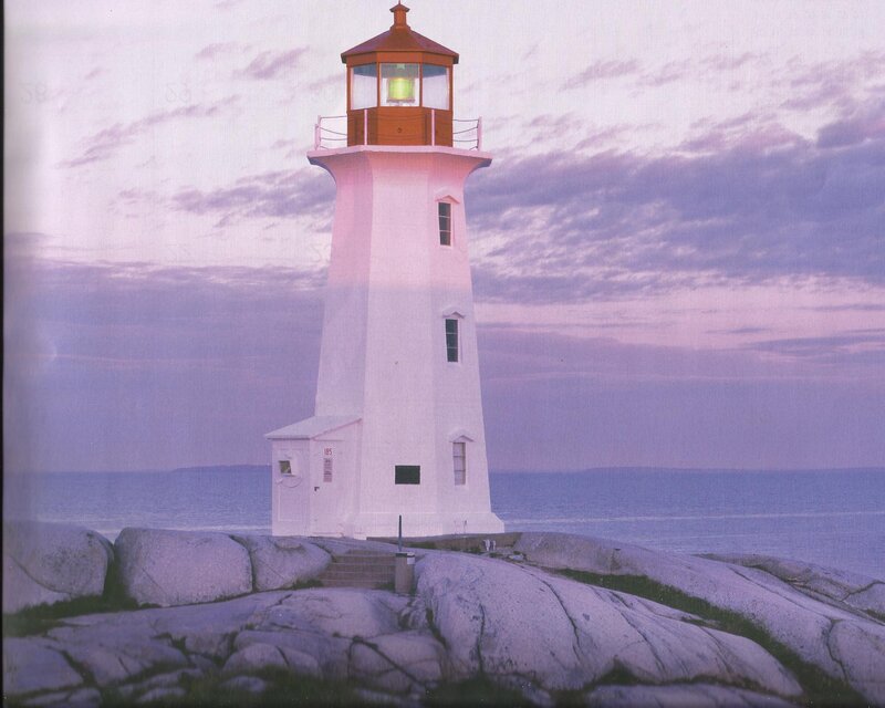 Lighthouse on Rocky Shore — White, Serene, Sunset
