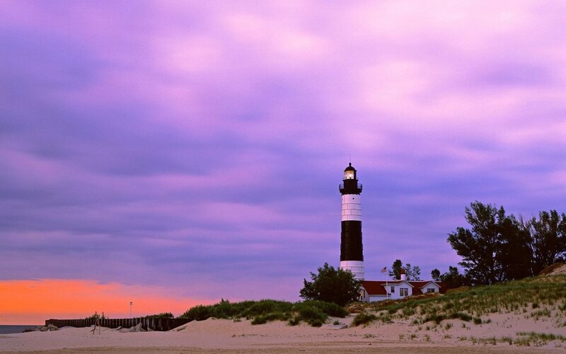 Lighthouse on Sand Dunes — Purple