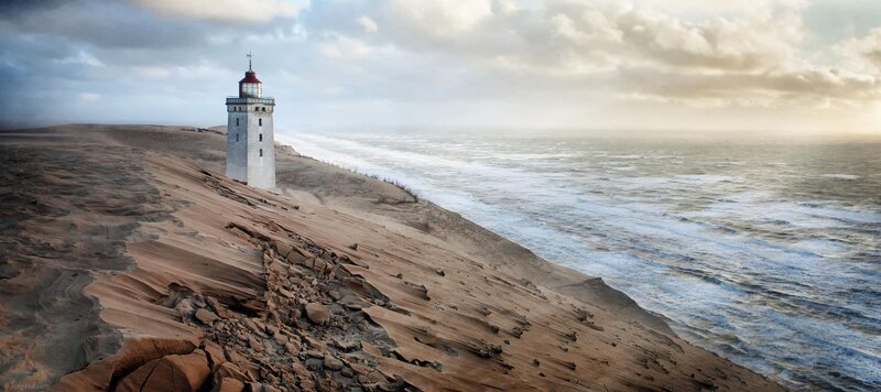 Lighthouse on Sandy Cliff — Brown