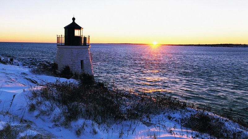 Lighthouse on Snowy Coast — Blue