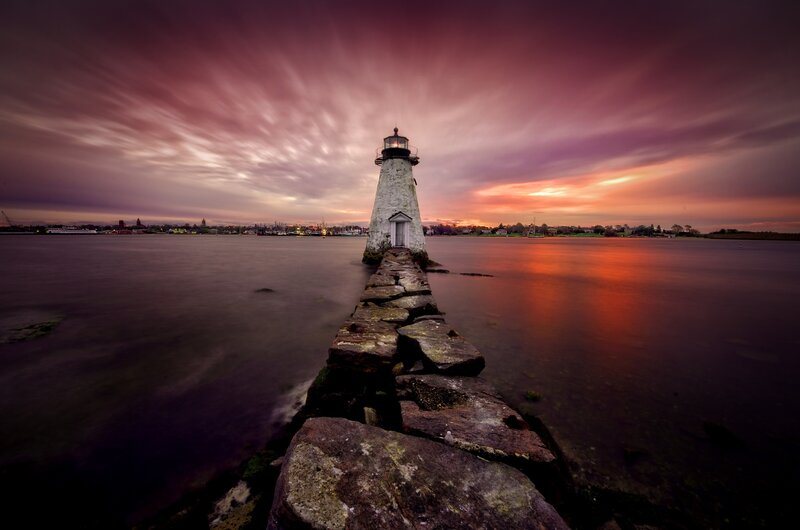 Lighthouse on Stone Pier — Purple