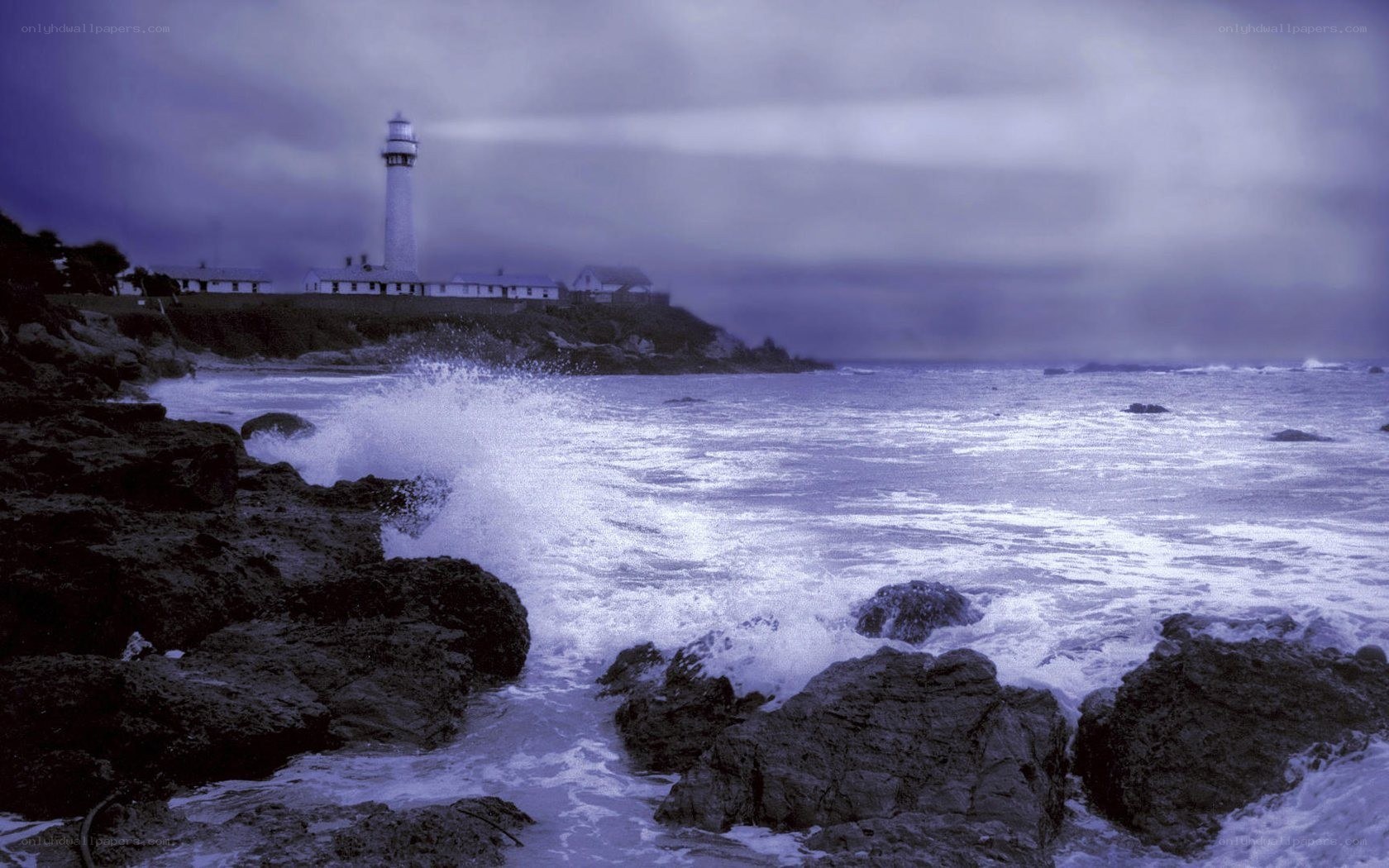 Lighthouse on stormy coast