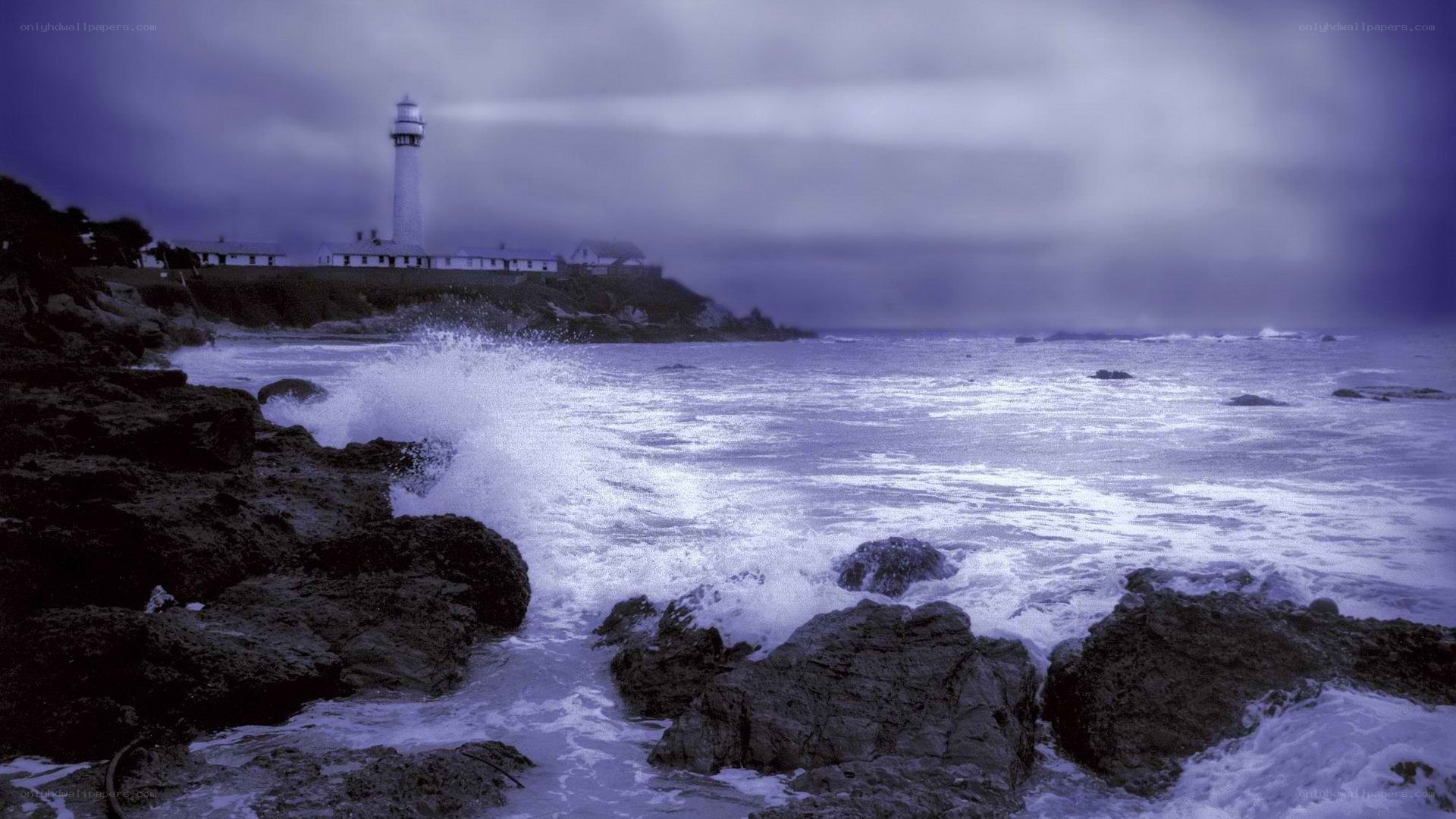 Lighthouse on stormy coast