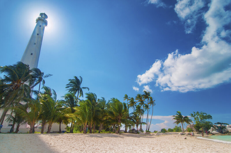Lighthouse on Tropical Beach — Blue