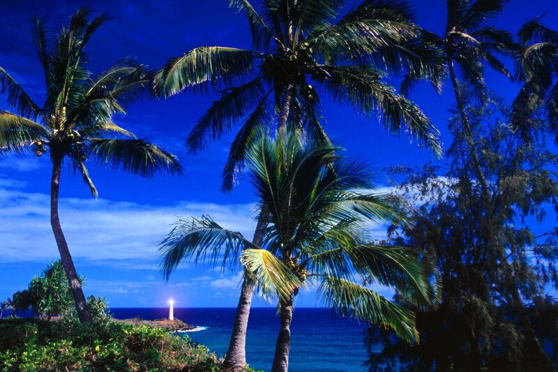 Lighthouse on Tropical Coast — Blue