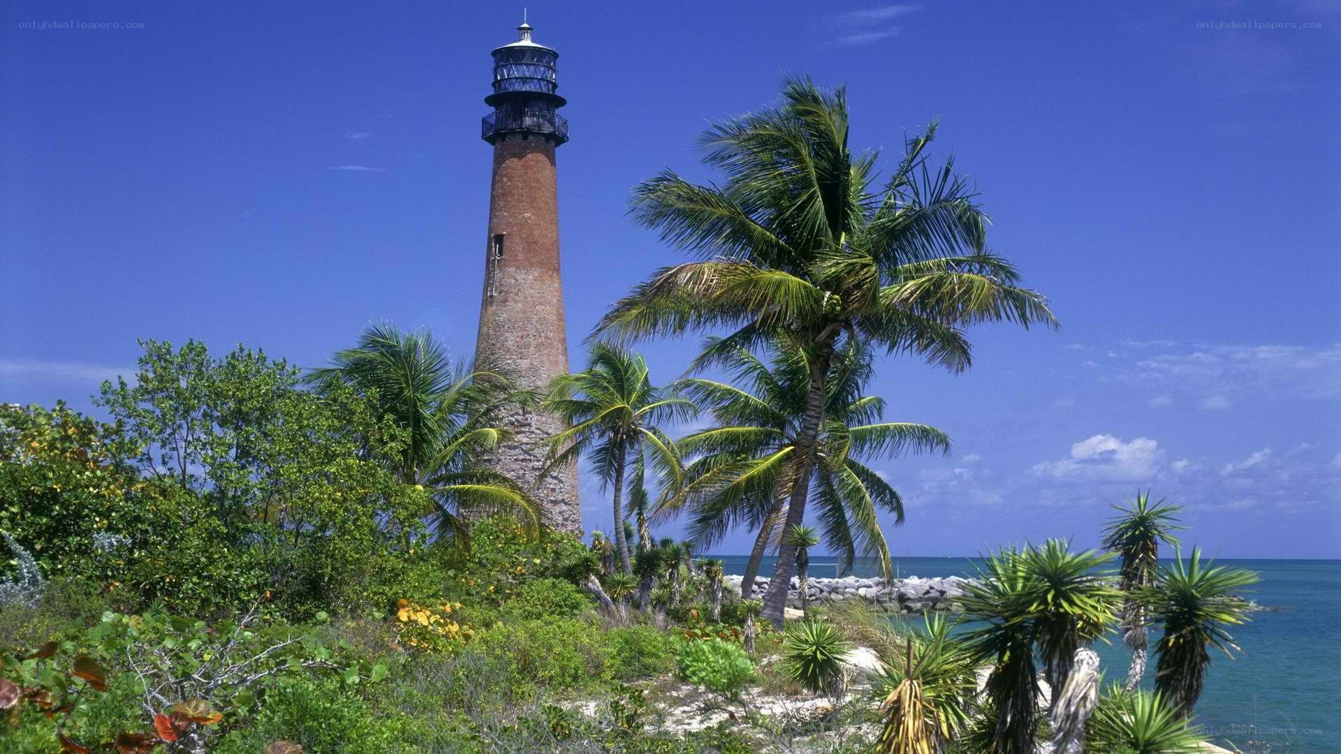 Lighthouse on tropical island