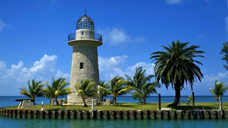 Lighthouse on Tropical Island — Blue