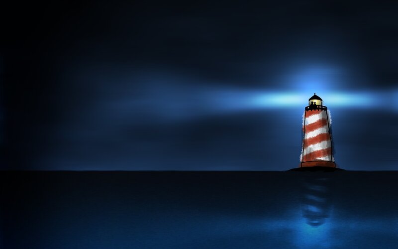 Lighthouse on Water — Blue