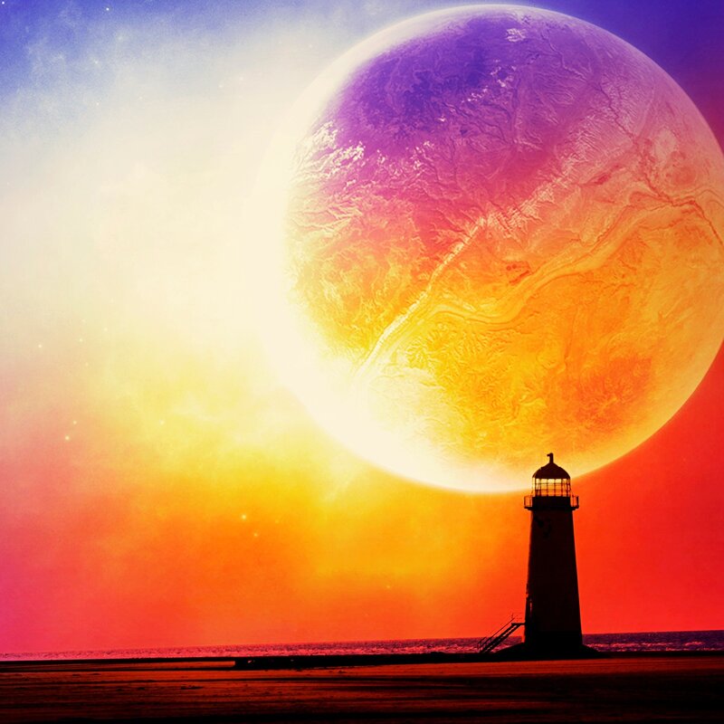 Lighthouse under alien planet