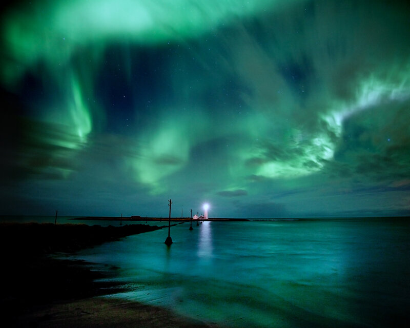 Lighthouse under Aurora — Green