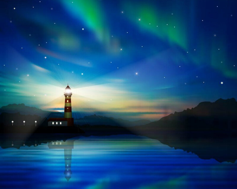 Lighthouse under Aurora