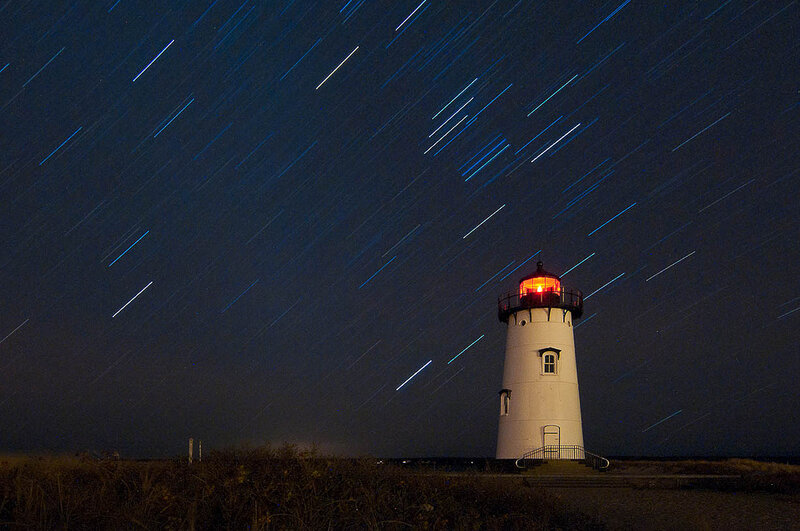 Lighthouse under Star Trails — Dark Blue