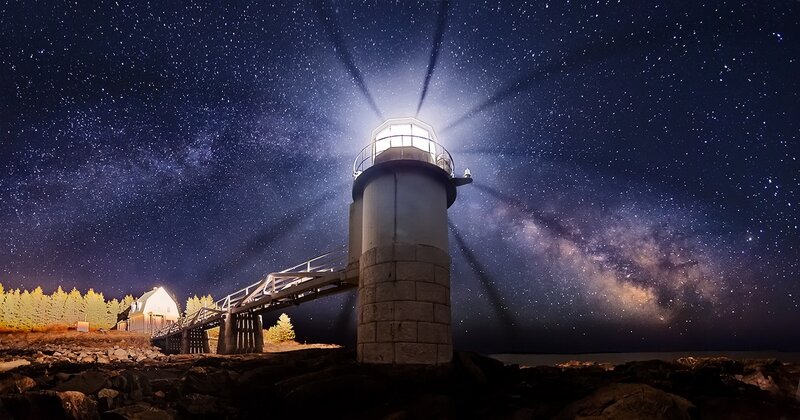 Lighthouse under Stars