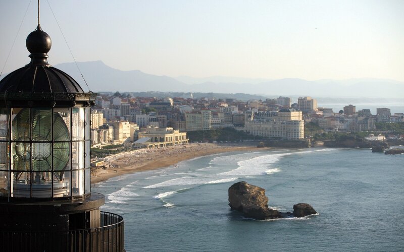 lighthouse view of coastal city