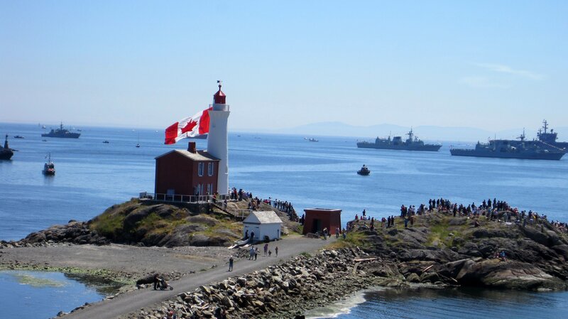 Lighthouse with Canadian flag