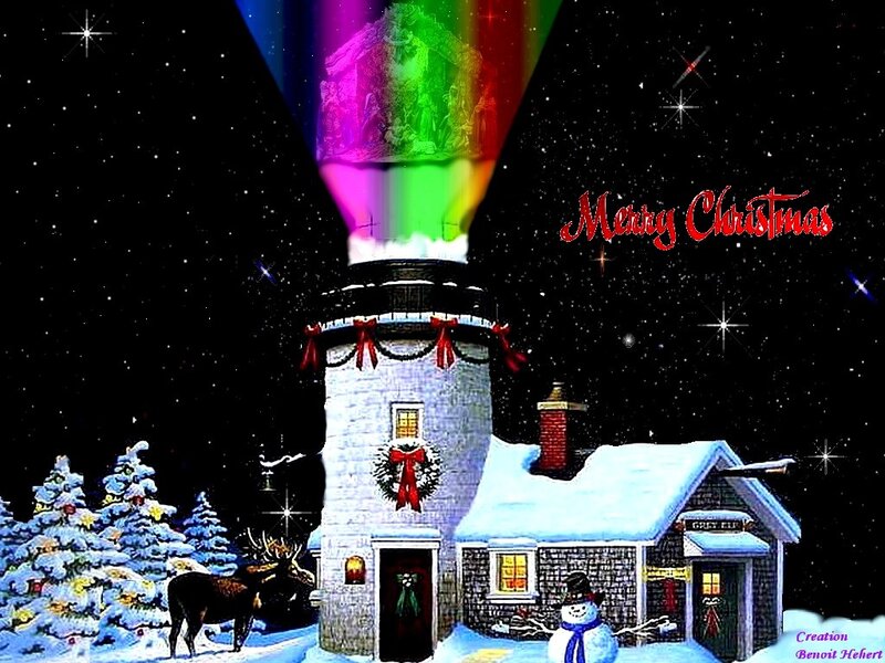Lighthouse with Snowman
