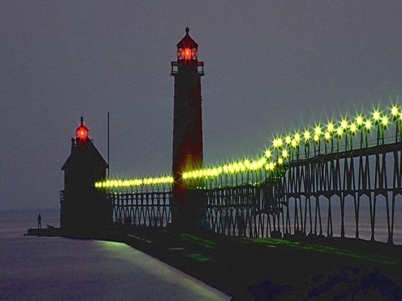 lighthouses at dusk