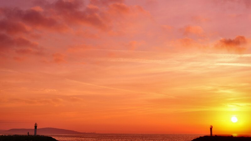 Lighthouses at Sunset — Orange