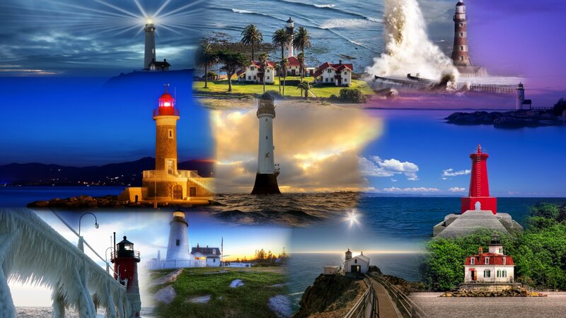 Lighthouses Collage — Blue