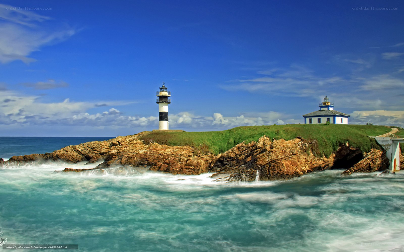 Lighthouses on a rocky coast