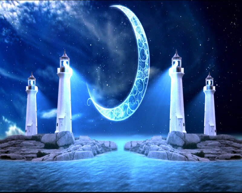 Lighthouses under Crescent Moon