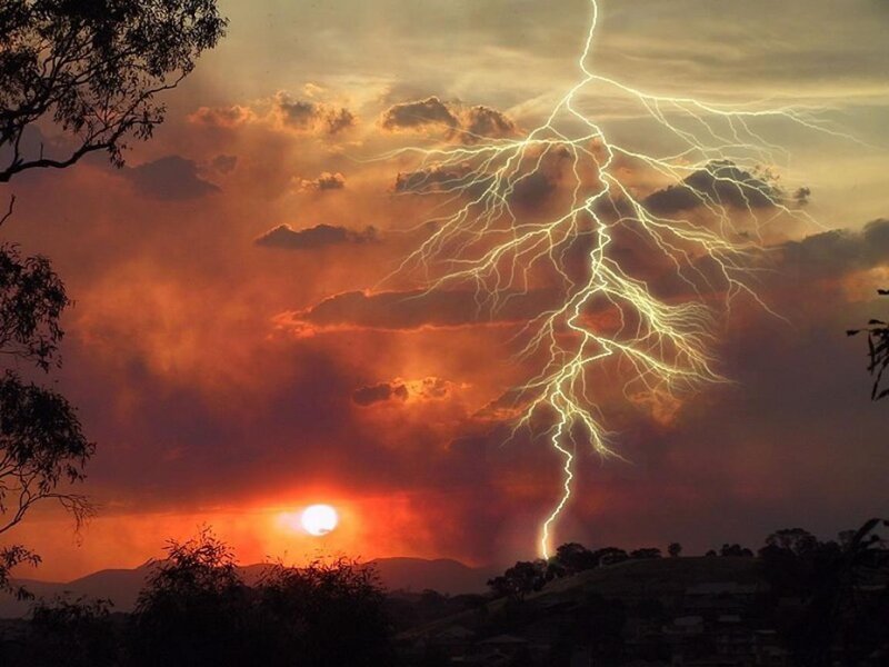 Lightning Bolt at Sunset — Orange
