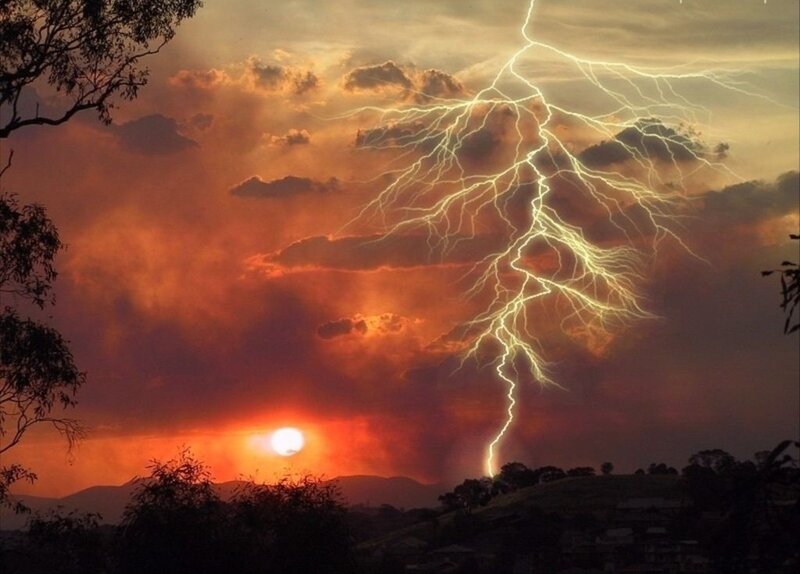 Lightning Bolt During Sunset