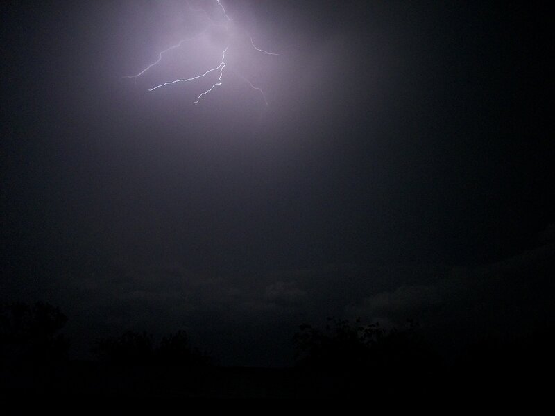 Lightning Bolt in Night Sky — Black
