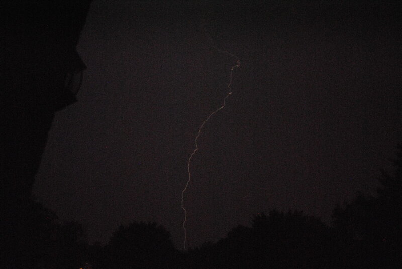 Lightning Bolt in Night Sky