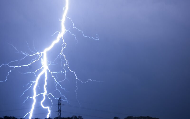 Lightning Bolt in Sky — Blue