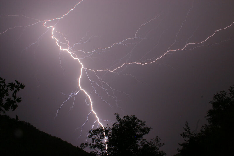Lightning Bolt in Sky — Purple