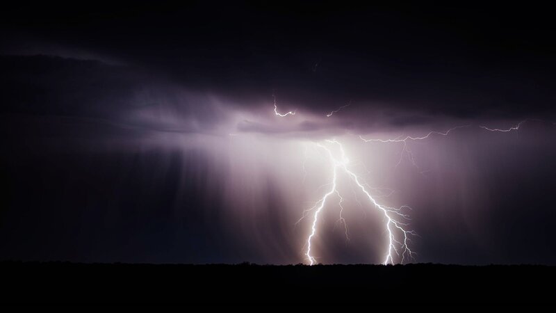 Lightning Bolt in Storm — Black, Dramatic, Night