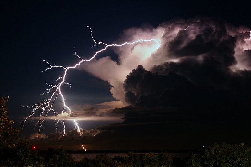 Lightning Bolt in Storm — Black, Dramatic
