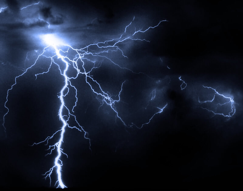 Lightning Bolt in Storm — Blue