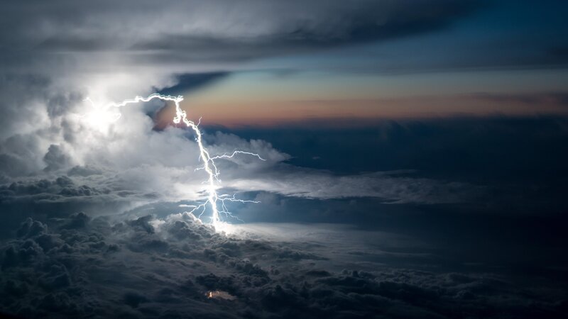 Lightning Bolt in Storm — Gray, Dramatic