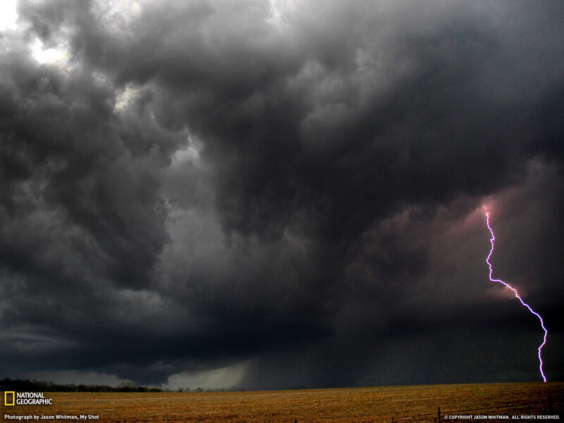 Lightning Bolt in Storm — Gray