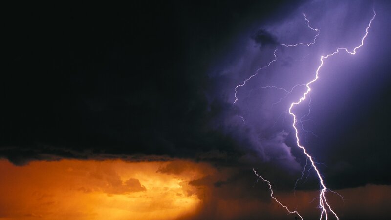 Lightning Bolt in Storm — Purple, Dramatic, Night