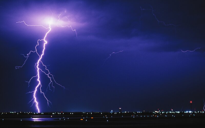 Lightning Bolt over Airport