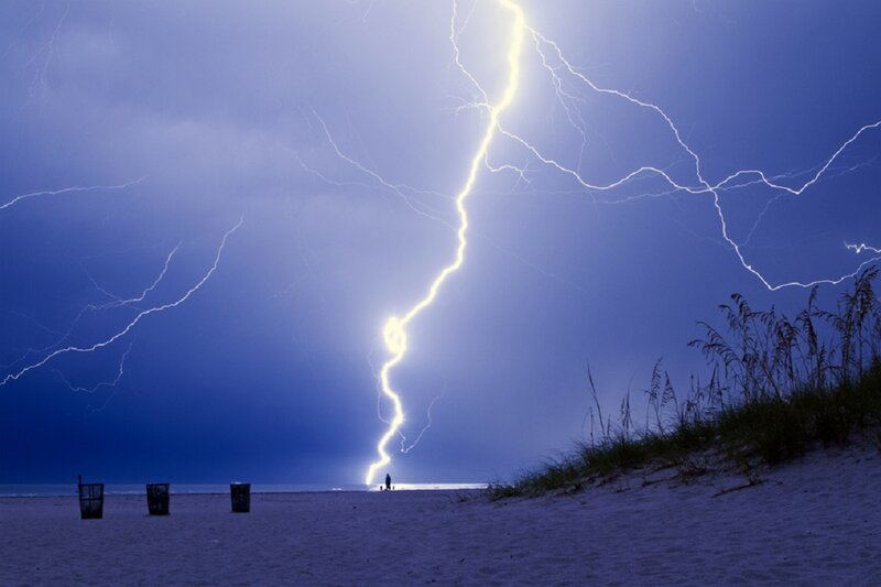 Lightning Bolt over Beach