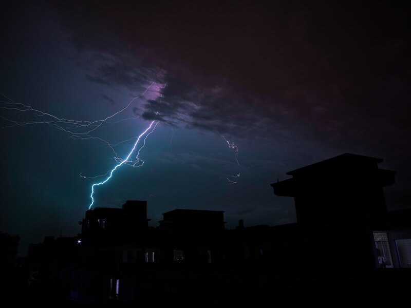 Lightning Bolt over Buildings